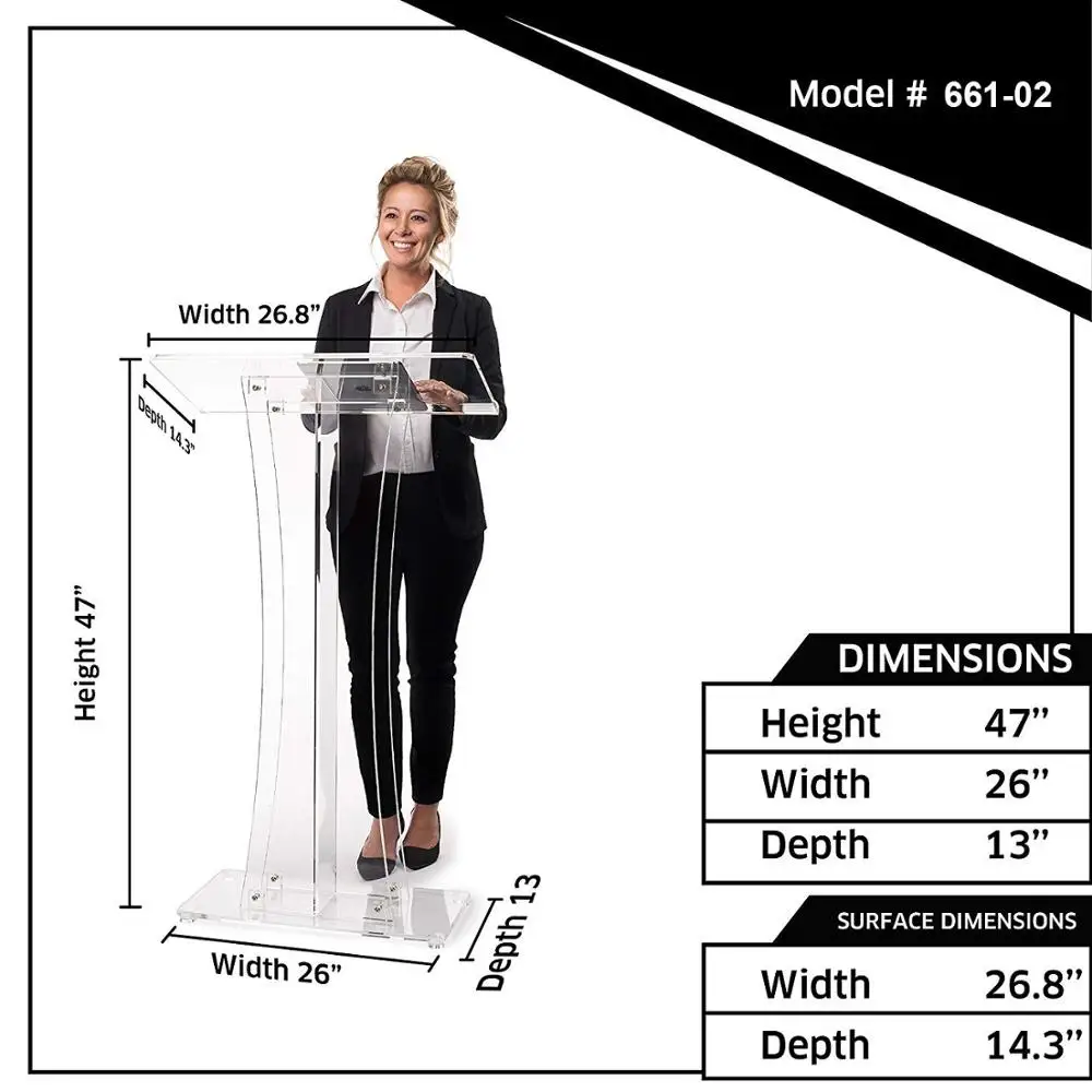 Office Acrylic Stand up Floor-Standing Podium Church Reception Desk Church Pulpit Furniture Speaker&rsquo;s Podium Lectern Design
