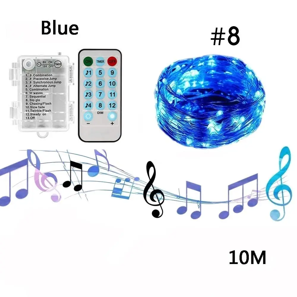 10M blue Сигнальное освещение для светомузыкальный проектор Строка Фестиваль Батарея коробка светодиодный фея гирлянды светодиодные светильники, декор дома празднование Дня рождения творческий - Испускаемый цвет: 10M blue