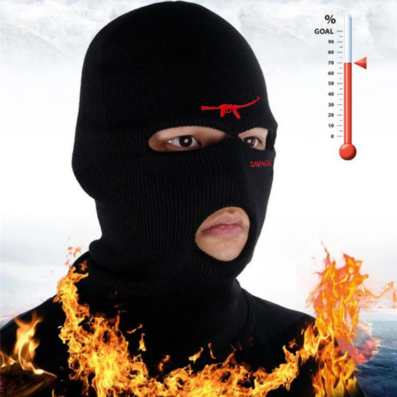 3-Hole Knit Full Face Ski Mask Adult Winter Warm Knitted Balaclava Face Cover Mask for Outdoor Sports AK47 woolen cap for men Skullies & Beanies