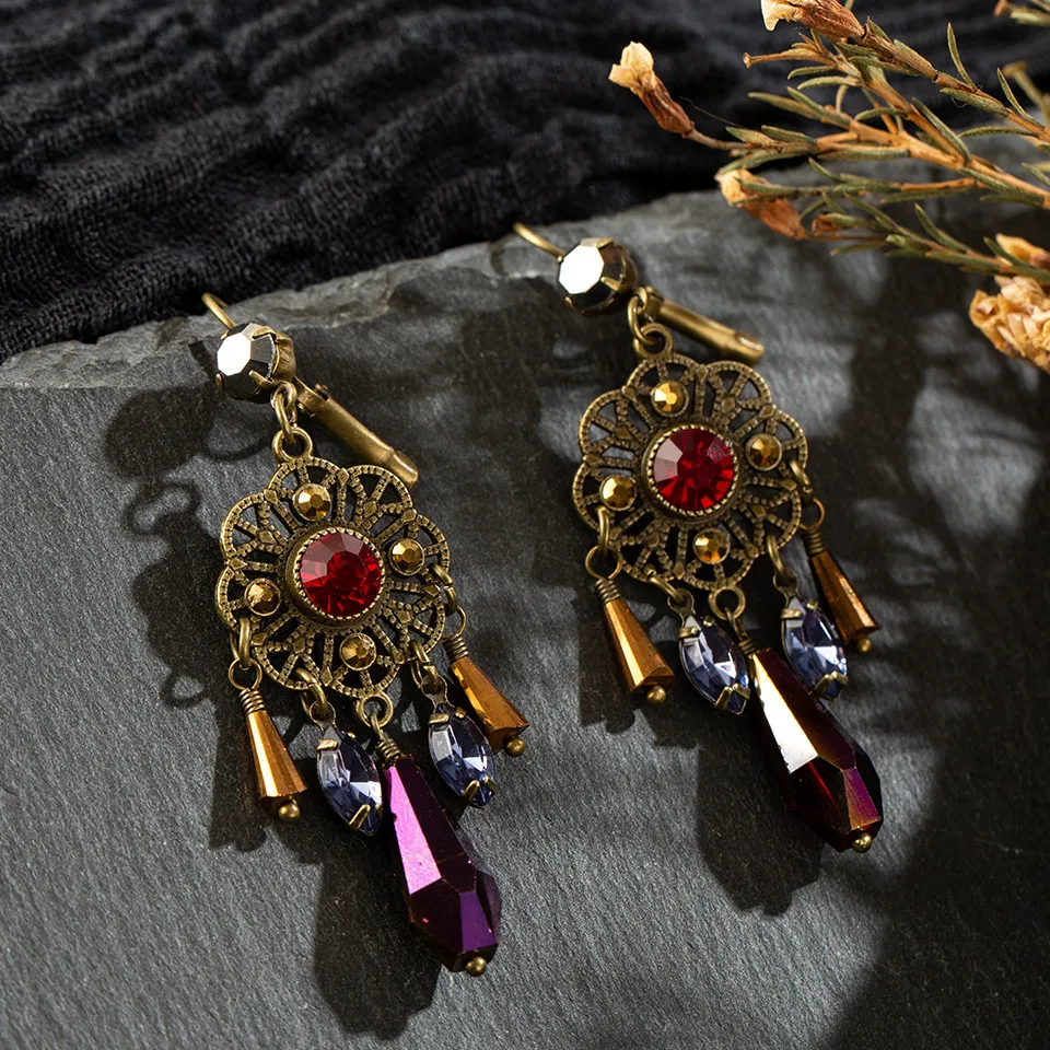 2019 Gold Round Drop Earrings Big Circle Colorful Acrylic Tassel Earrings For Women Fashion Long Wood Fringe Earings Jewelry (6)