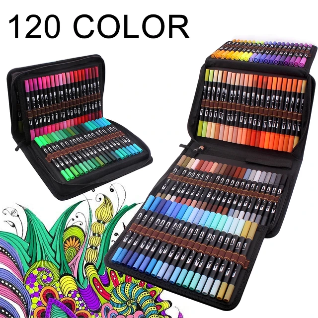 12-120 Colors/box Watercolor Pens , Fine Tip & Flexible Brush Pen Tip, Water  Based Markers For Adult Coloring Manga Calligraphy - AliExpress