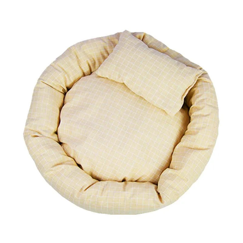 beige Мягкая теплая кровать для кошки матрас с подушкой Питомник Для Собак Коврики мелкие принадлежности для домашних животных диван для маленьких и крупных собак кошка яйцо брезент кровать - Цвет: beige