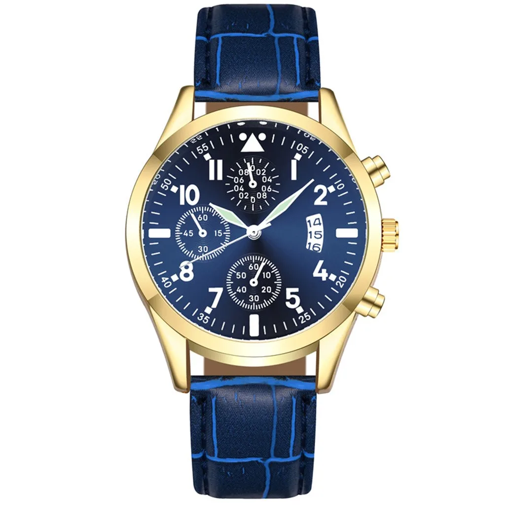 Популярные мужские кварцевые часы с календарем, светящиеся функциональные наручные часы с кожаным ремешком, часы, Топ бренд, мужские часы, relogio masculino - Цвет: C
