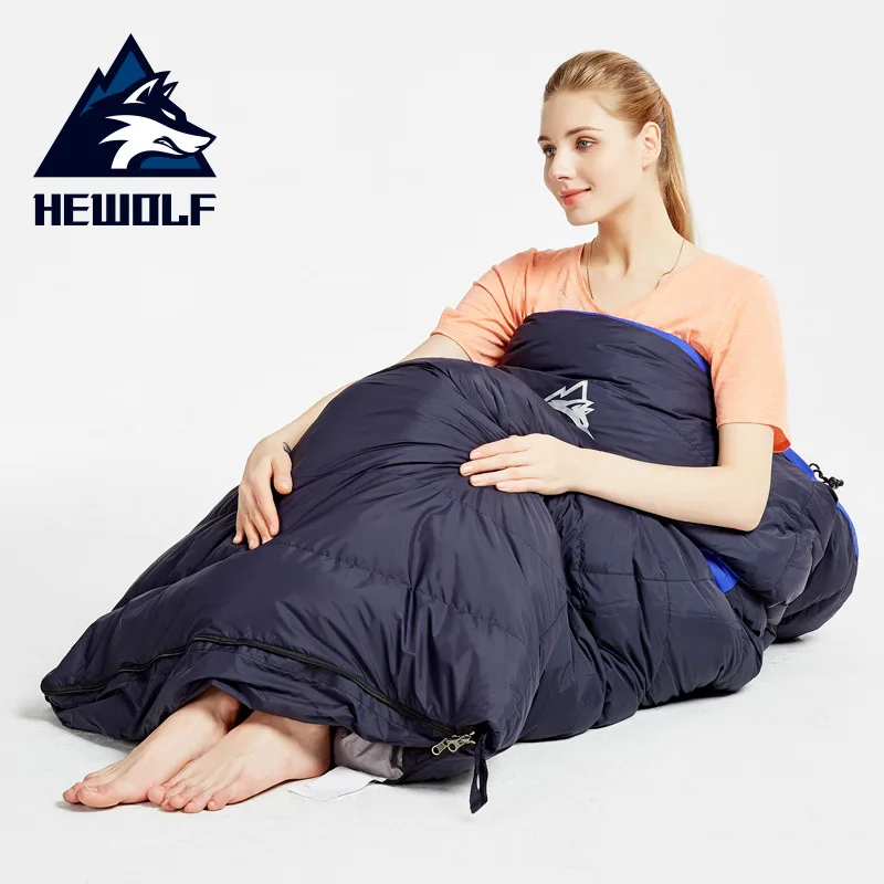 

Hewolf Down Sleeping Bag Waterproof Adult Winter Envelope Duck Down Sleepings Bag For Backpacking Camping Hiking Splice