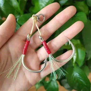 

10pcs/lot 3-0 5-0 7-0 double High Carbon Steel Fishing Hooks with Line feather roped Fishhook Barbed Hooks Fishing Tackle