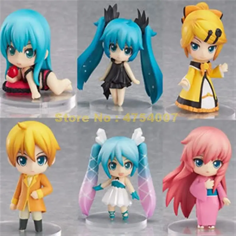 

6pcs/set nendoroid anime hatsune miku b family miku vocal deep sea girl cute action figures 6.5cm Toy