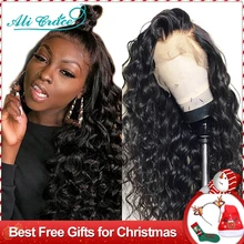 Ali Grace волосы парик бразильский свободная волна кружева передний парик 250% плотность 360 кружева передний al свободная волна парик предварительно сорванные с детскими волосами