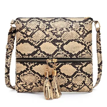 

2020 Worean Shoulder Bag Luxury Handbags Women Bags Designer Version Wild Girls Small Tassel Snake Print Messenger Bag Bolsa