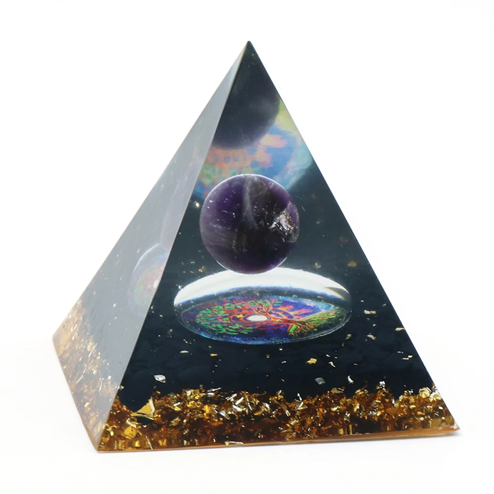 

Orgonite Pyramid Seven Chakra Yoga Meditation Reiki Healing Amethyst Lucky Divination Energy Converter Home Decoration 6x6CM 1PC