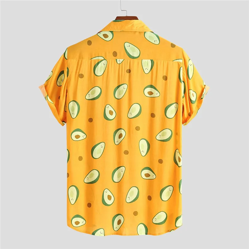 New Men Funny Fruit Avocado Printed Casual Shirts  2019 Summer Fashion Turn Down Collar Short Sleeve Casual Shirts #E26 (21)