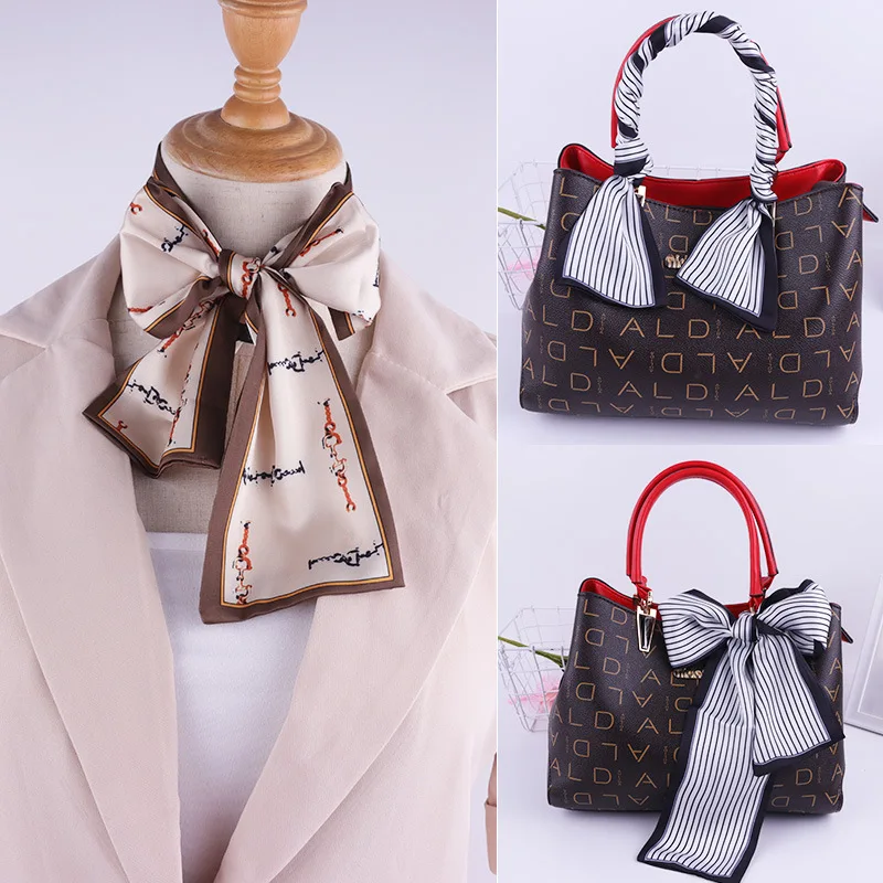 Корейская версия шелковый шарф с принтом головы тигра и оленя узкий длинный