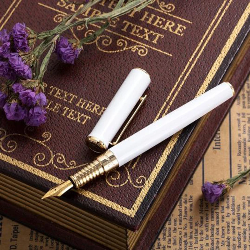 Picasso Popular Polo Metal Fountain Pen Iridium Fine Nib Pearl White Gift Box Optional Office