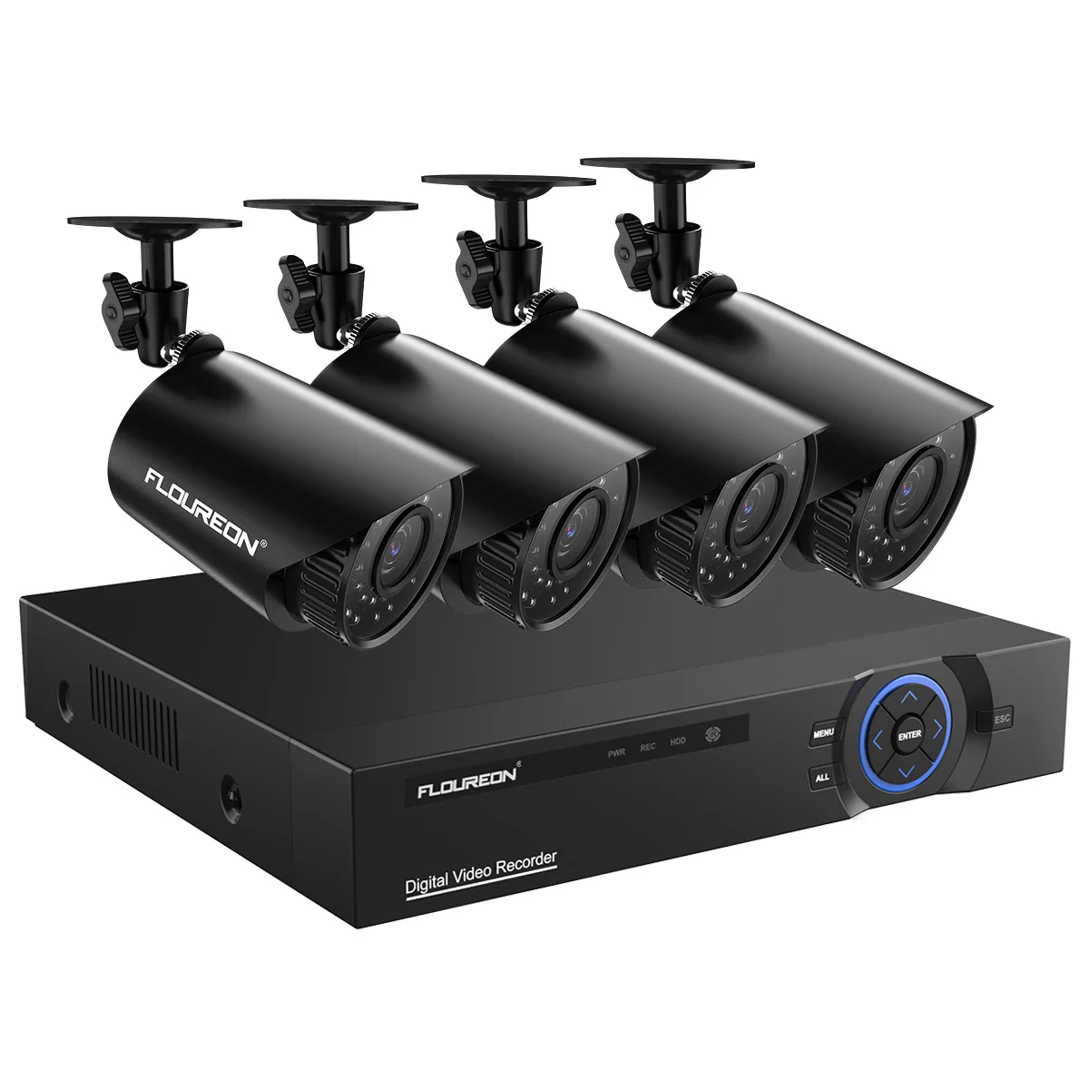 Floureon видеонаблюдения Система DVR комплект камер видеонаблюдения 5 в 1 видеорегистратор+ 4 шт. 720P HD Камера s Обнаружение движения Ночное видение набор камеры видеонаблюдения
