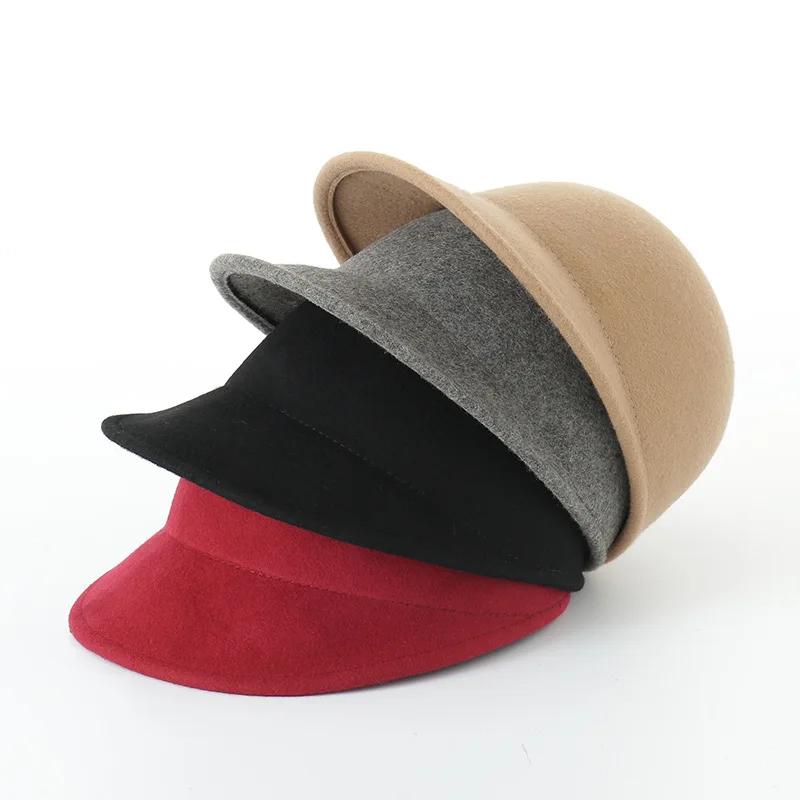 

Quality Winter Wool Women Cap Men Plain Felt Hat Warm baseball caps Adjustable Black Gray Red trucker cap snapback cap