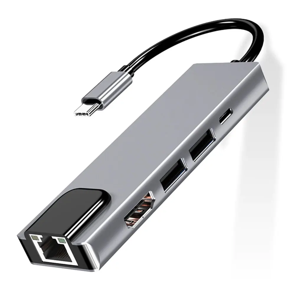 

USB Type C Hub Adapter Dock with 4K HDMI PD RJ45 Ethernet Lan Charge for MacBook USB Type C Hub Aluminum alloy Adapter