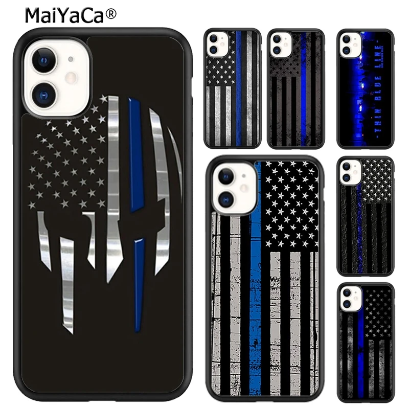 Maiyaca Police Thin Blue Line Custodia Per Telefono Con Bandiera Americana Per Iphone 15 Se2020 6 7 8 Plus Xr Xs 11 12 Mini 13 14 Pro Max Coque