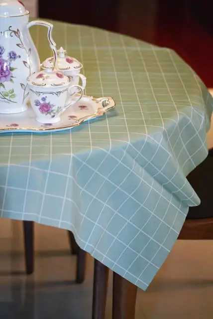 Tovaglia rettangolare sottile in plastica PEVA con stampa a reticolo, impermeabile, resistente all'olio, per cucina, tavolo da pranzo, colth, tappetino, lavaggio in tela oleata 3