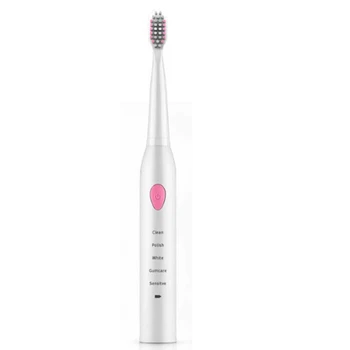 

Pink 5 Modes Electric Toothbrush USB Charge Rechargeable Tooth Brushes with 6 Pcs Replacement Heads Timer Brush