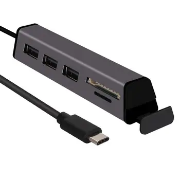 

Type C hub aluminum multi-in-one card reader hub with mobile phone stand