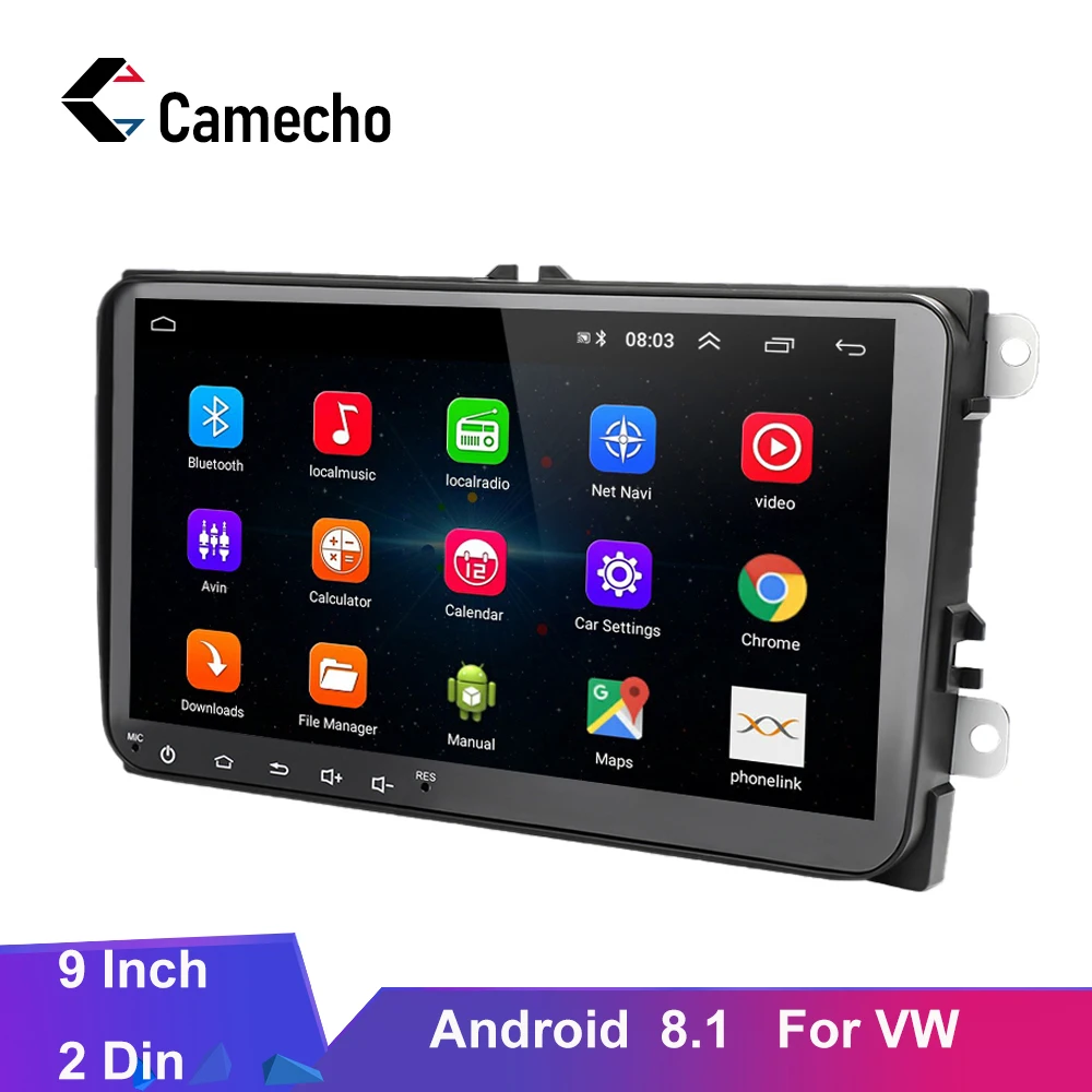 

Camecho 9inch Car Multimedia Player Android 8.1 GPS Navigation Car Radio 2Din Auto Radio WIFI Buletooth For VW/ Passat/POLO/GOLF