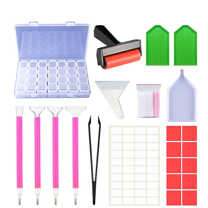 5D Diamond Painting Accessories Set with Diamond Mosaic Storage Box  Container 28/56 Grids for Diamond Embroidery