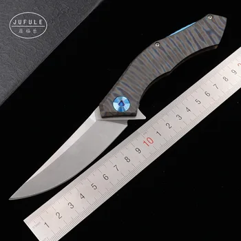 

JUFULE New Poluchotky Blue Moon D2 Blade TC4 Titanium Handle Tactical Camping Hunting Survival Outdoor OEM Tool Folding Knife