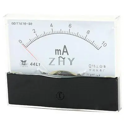 

Fine Turning Dial Panel Ammeter Tester AC 0 - 10mA Measuring Range 44L1
