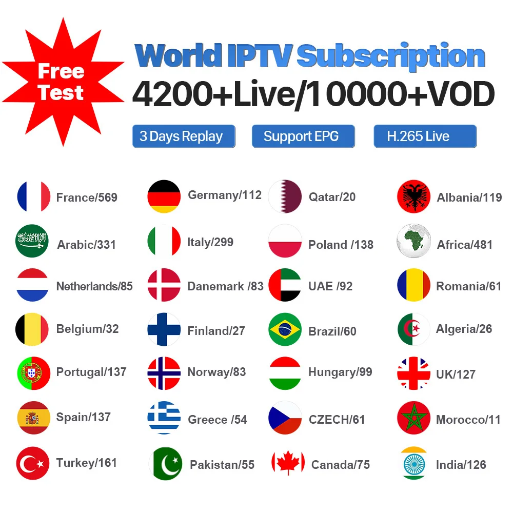 

1 Year IPTV Subscription France Arabic IPTV M3U Italia Sweden Spain Portugal Greek IP TV French German Italy Sweden IPTV Code
