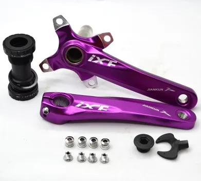 purple with BB Велосипедный кривошипный набор 104 BCD CNC Untralight Crank MTB/дорожный велосипедный шатун с BB кривошипно для велосипедных аксессуаров части велосипеда - Цвет: purple with BB