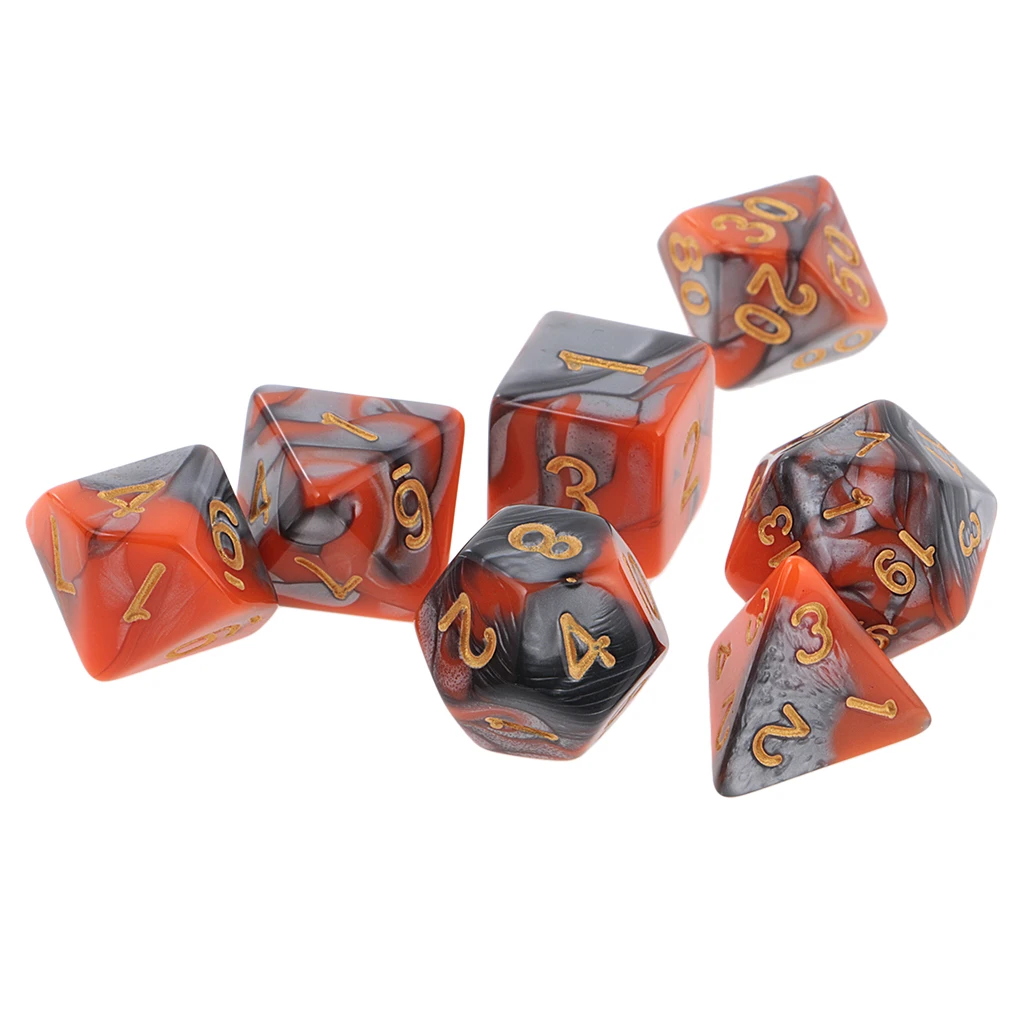 7 pieces Two Colors Polyhedral Dice 16mm for DND Table Board Games D20 D12 D10 D8 D6 D4 Dice Set Party Game Toys