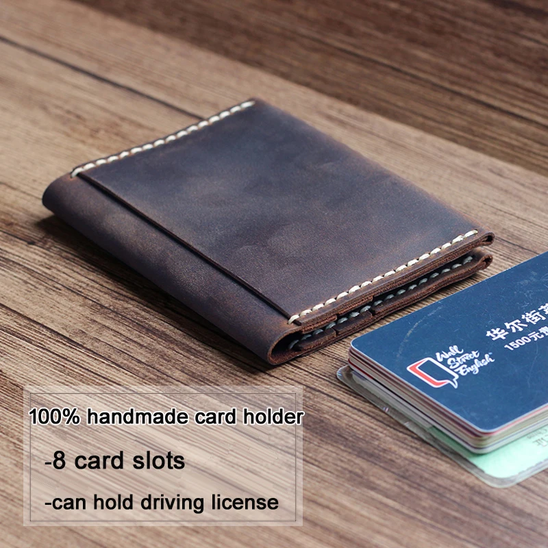 Porte-cartes vintage en cuir véritable fait à la main, portefeuille pour hommes et femmes, sac pour cartes de crédit, porte-cartes d'identité, étui pour cartes de visite