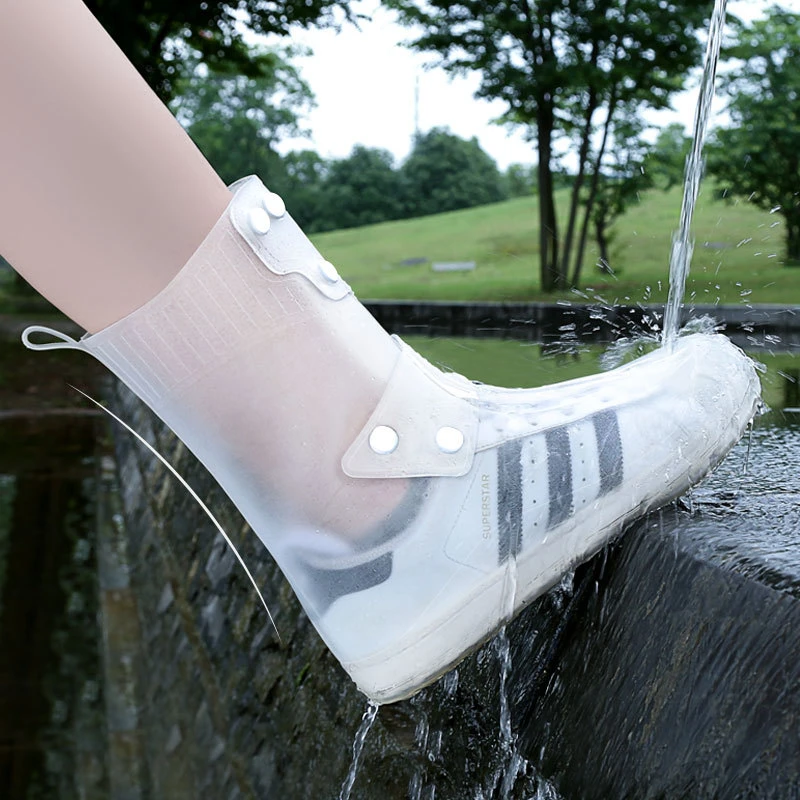 PVC Rainproof Shoe Cover Non-slip Wear Resistant Waterproof Double Zipper 