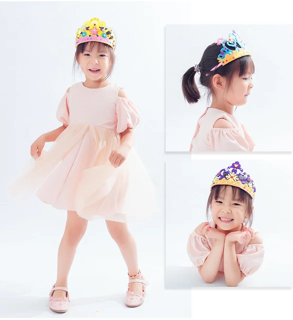 Creative DIY Craft Toys Sequins Crown Flower Star Pattern Kindergarten Art EVA Foam Paper Toy For Children Party Decoration Gift 5
