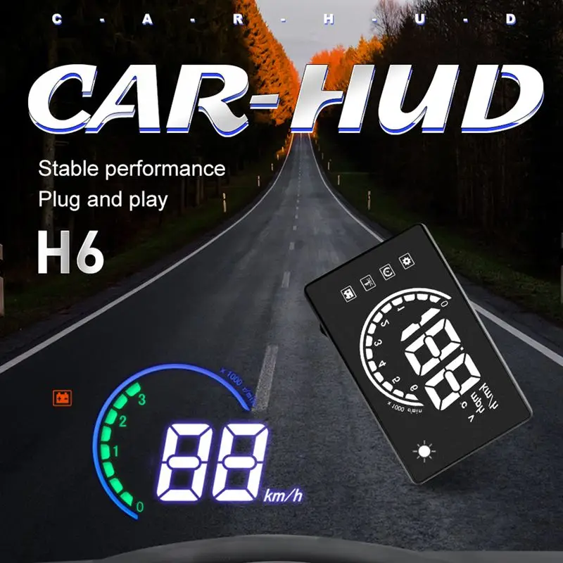 Цветной светильник H6 3,8 дюймов Hud Автомобильный дисплей светодиодный лобовое стекло проектор Obd2 сканер Предупреждение расход топлива с