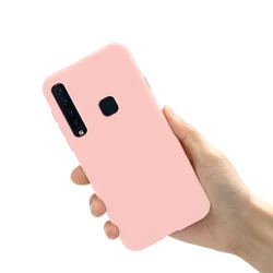 Cute Soft Silicone Phone Case - Durable and Stylish Cover with Protective Coque Design for Galaxy A9 2018 (Light Pink)