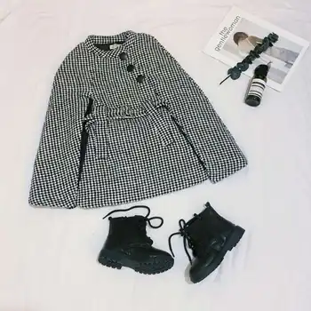 

WLG girls winter cloak kids thick plaid fashion o-neck long sleeve cloak baby girl all match clothes 2-7 years