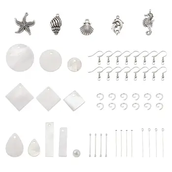 

Pandahall DIY Earring Making Kit Set with Brass Earring Hooks Chains Glass Pearl Beads Iron Pins & Bar Links Jump Rings Pendants