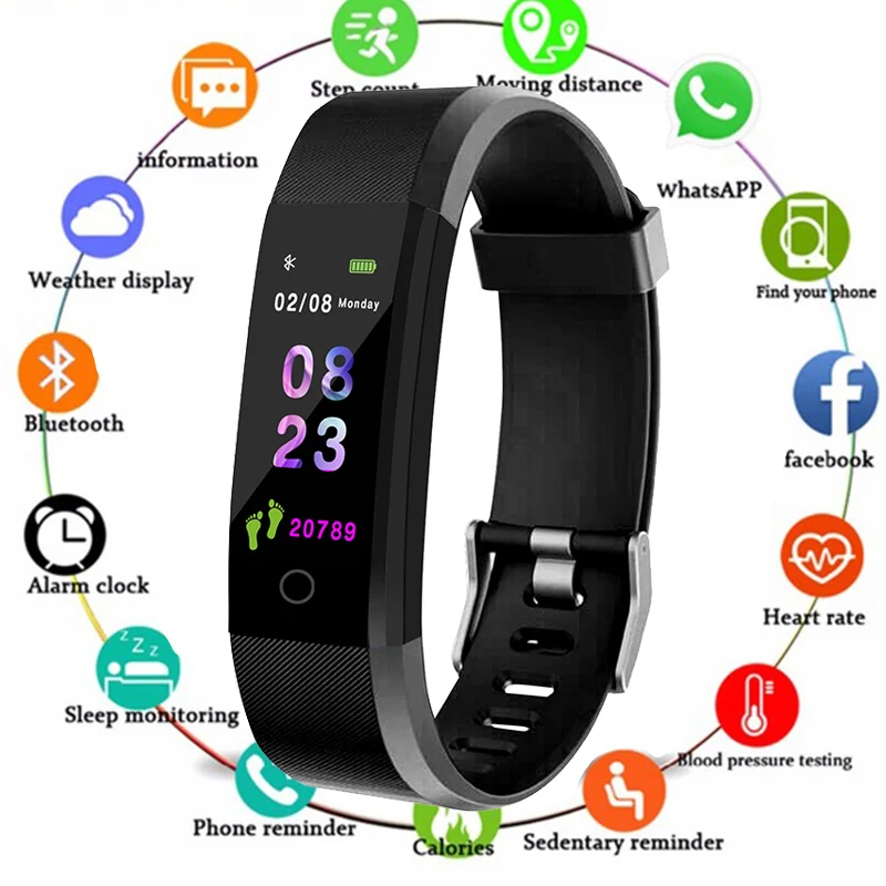 

Smart Wristband Health Monitor Heart rate/Blood Pressure/Pedometer Waterproof Sports Bracelet for Men Women watch PK Miband 3