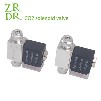 

ZRDR CO2 solenoid valve regulator 110v-220v low temperature CO2 solenoid valve, fish tank fish valve DC DC12V single double head