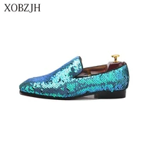 XOBZJH Man Shoes 2019 New Sequin Cloth Shoes Man'S Fashion Business Dress Suits Wedding Party Slip On Blue Shoes Big Size XOBZJH Man Shoes 2019 New Sequin Cloth Shoes Man'S Fashion Business Dress Suits Wedding Party Slip On Blue Shoes Big Size