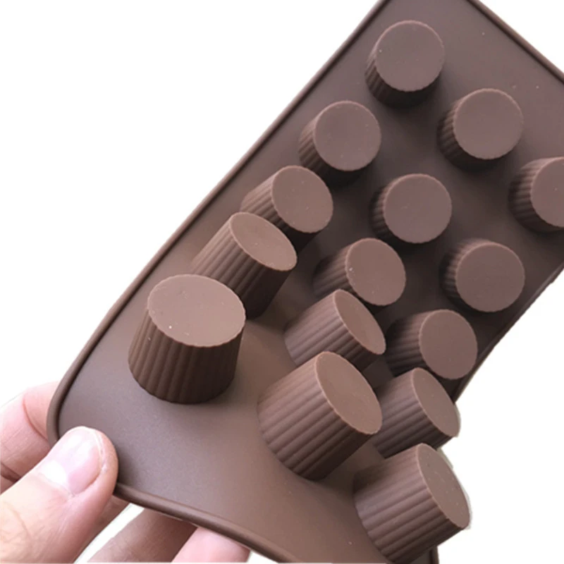 Round Cylinder Chocolate Molds 15 Cavity High Temperature DIY Oven Baking Food Grade Pudding Ice Mold | Дом и сад