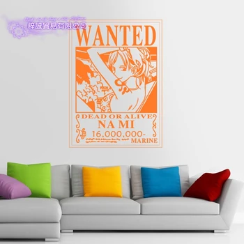 

Nami Wanted Order ONE PIECE Wall Decal Vinyl Wall Stickers Decal Decor Home Decorative Decoration Anime ONE PIECE Car Sticker