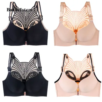 

Large Size Underwear Women's No Rims Fat Mm200 Jin Fox Beauty Back Front Buckle Bra Thin Sexy Gather Large Cup