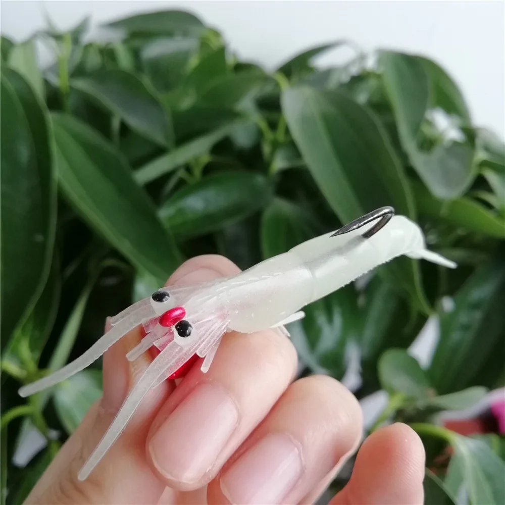 Swolfy 10pcs 7cm 12.7g Soft Shrimp Fishing Lures Bionic Artificial Shrimp Bait With Lead Sea Fishing Tackle with box