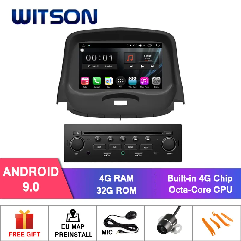 

WITSON S300 Android 9.0 CAR DVD for PEUGEOT 206 8 Octa Core 4GB RAM 32GB flash NAVIGATION+GLONASS+WIFI/4G+DSP+DAB+OBD+TPMS