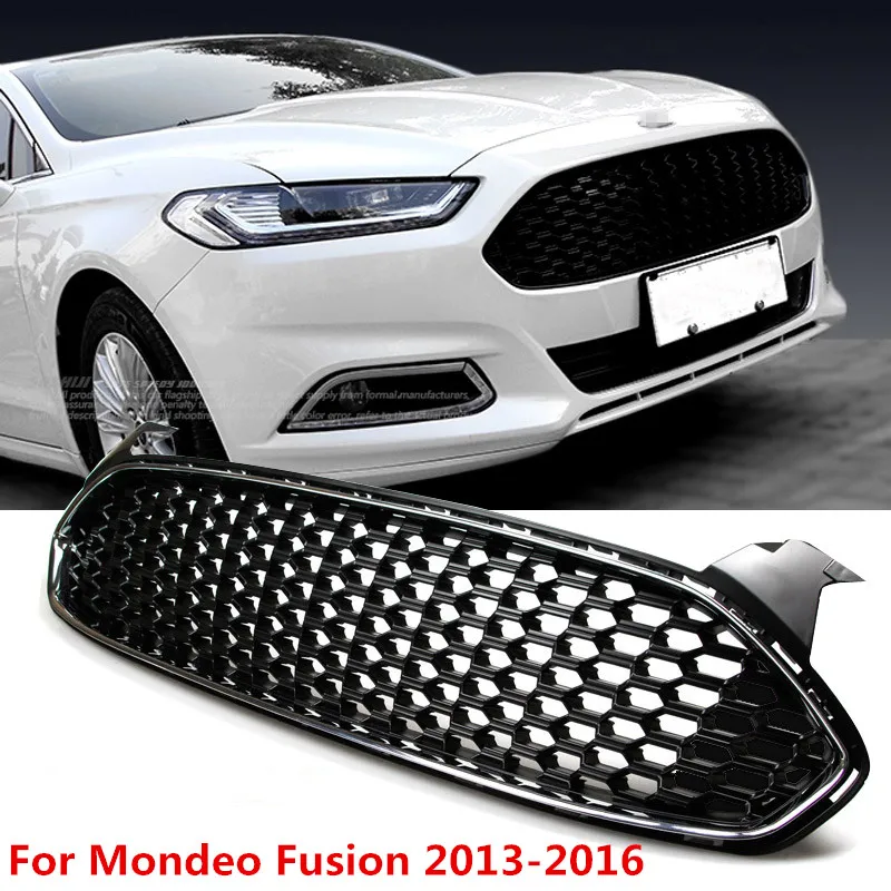Решетка сетчатая для Ford Fusion Mondeo 2013-2016 Черная решетка переднего бампера гоночная |