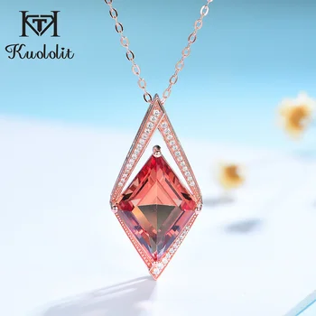 

Kuololit 585 Rose gold Russia Sultanite Gemstone Pendant For Women Solid 925 Sterling Silver necklace for Engagement anniversary