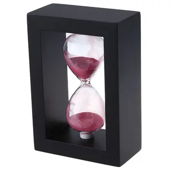 

Wooden Frame 30 Minutes Hourglass Sand Timer Black Frame Pink Sand