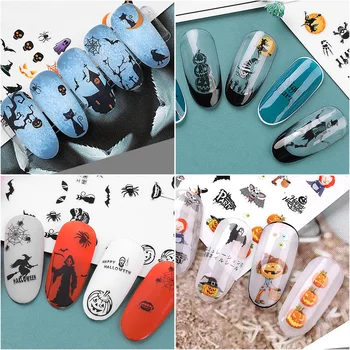 

Halloween Nail Stickers Set Nail Art Decals Fall Decoration Reusable Sticker Sheets Decor Accessories Decals Manicure Supplies