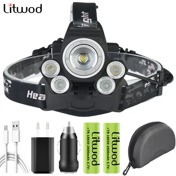 

Litwod Led T6 Headlamp Running Light Powerful Head Flashlight Lamp Torch 2408 Emitting 3 Colors Yellow Blue White